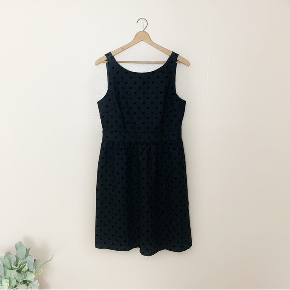 [LOFT] Women's Size:8 Black Velvet Polka Dot Fit & Flare Sleeveless Dress - Picture 1 of 9